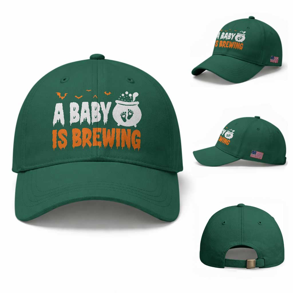 Funny Halloween Pregnancy Announcement Baseball Cap A Baby Is Brewing