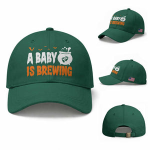 Funny Halloween Pregnancy Announcement Baseball Cap A Baby Is Brewing
