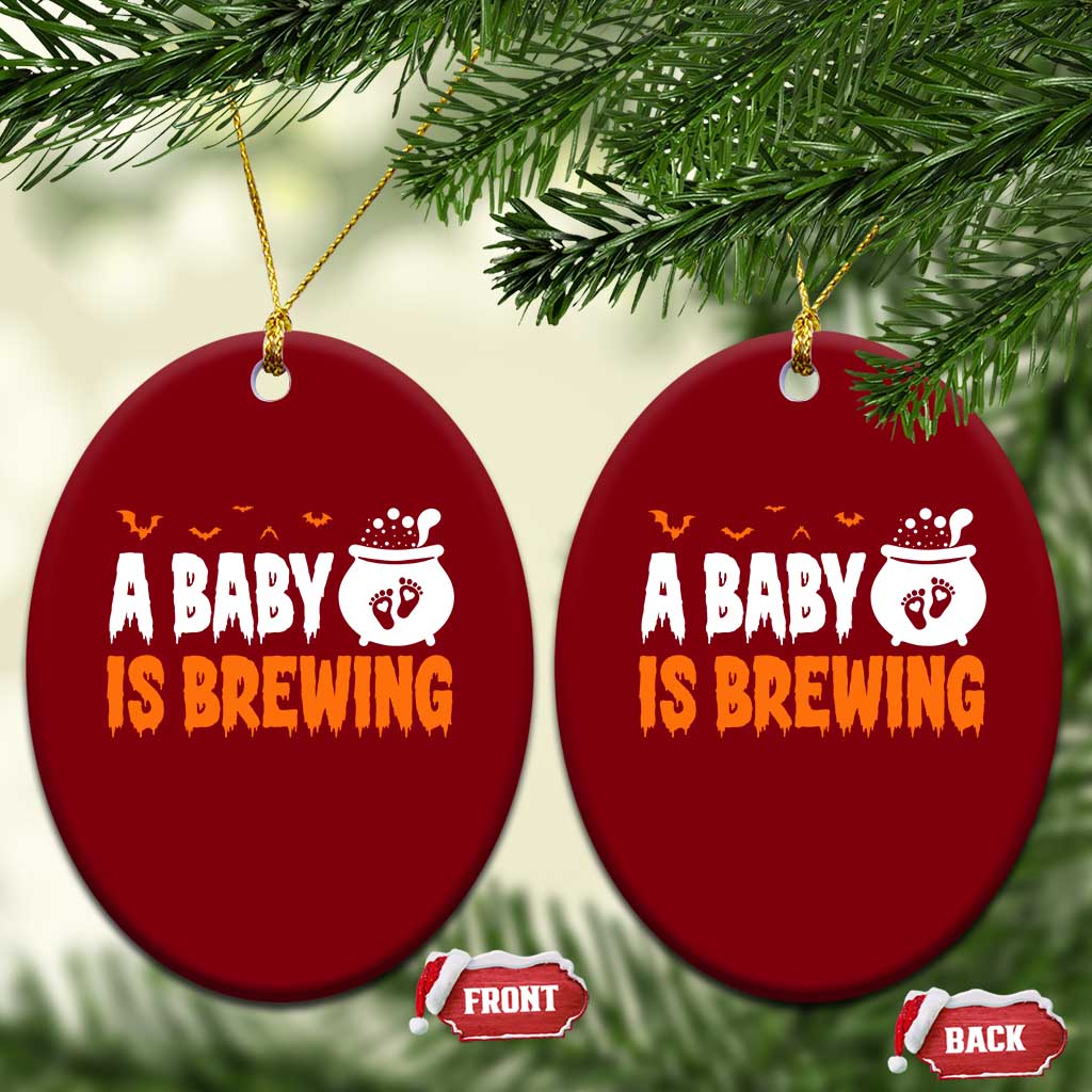 Funny Halloween Pregnancy Announcement Ceramic Ornament A Baby Is Brewing