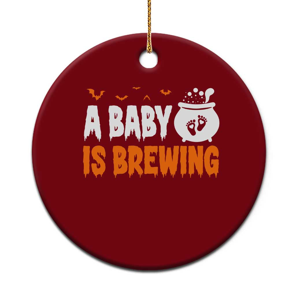 Funny Halloween Pregnancy Announcement Ceramic Ornament A Baby Is Brewing