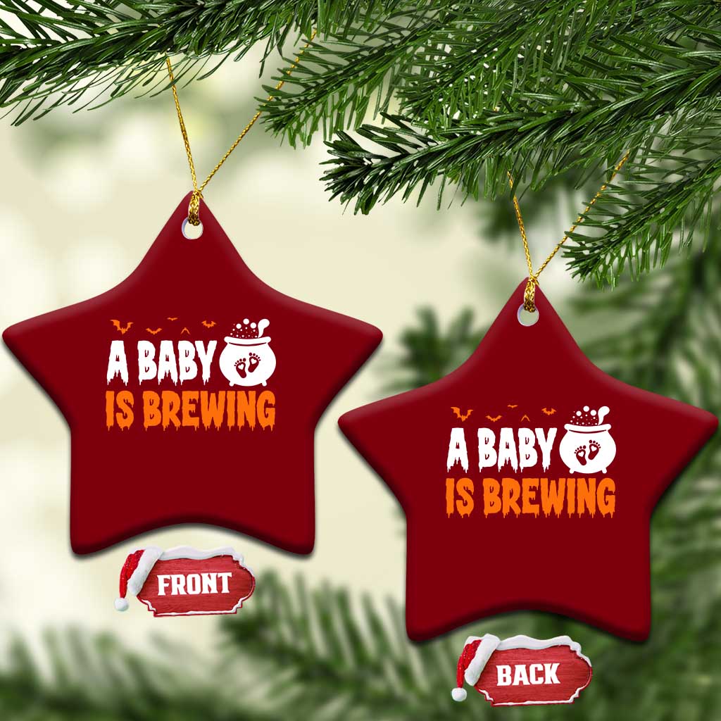 Funny Halloween Pregnancy Announcement Ceramic Ornament A Baby Is Brewing