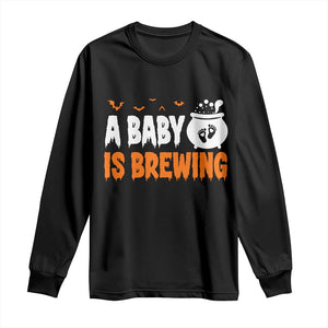 Funny Halloween Pregnancy Announcement Long Sleeve Shirt A Baby Is Brewing