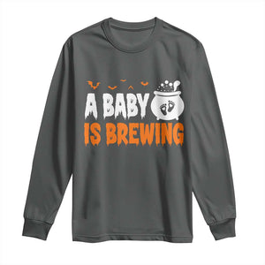 Funny Halloween Pregnancy Announcement Long Sleeve Shirt A Baby Is Brewing