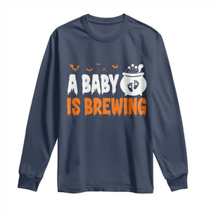 Funny Halloween Pregnancy Announcement Long Sleeve Shirt A Baby Is Brewing