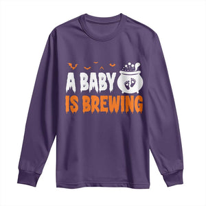 Funny Halloween Pregnancy Announcement Long Sleeve Shirt A Baby Is Brewing