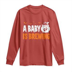 Funny Halloween Pregnancy Announcement Long Sleeve Shirt A Baby Is Brewing
