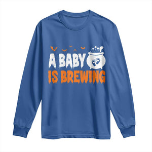 Funny Halloween Pregnancy Announcement Long Sleeve Shirt A Baby Is Brewing