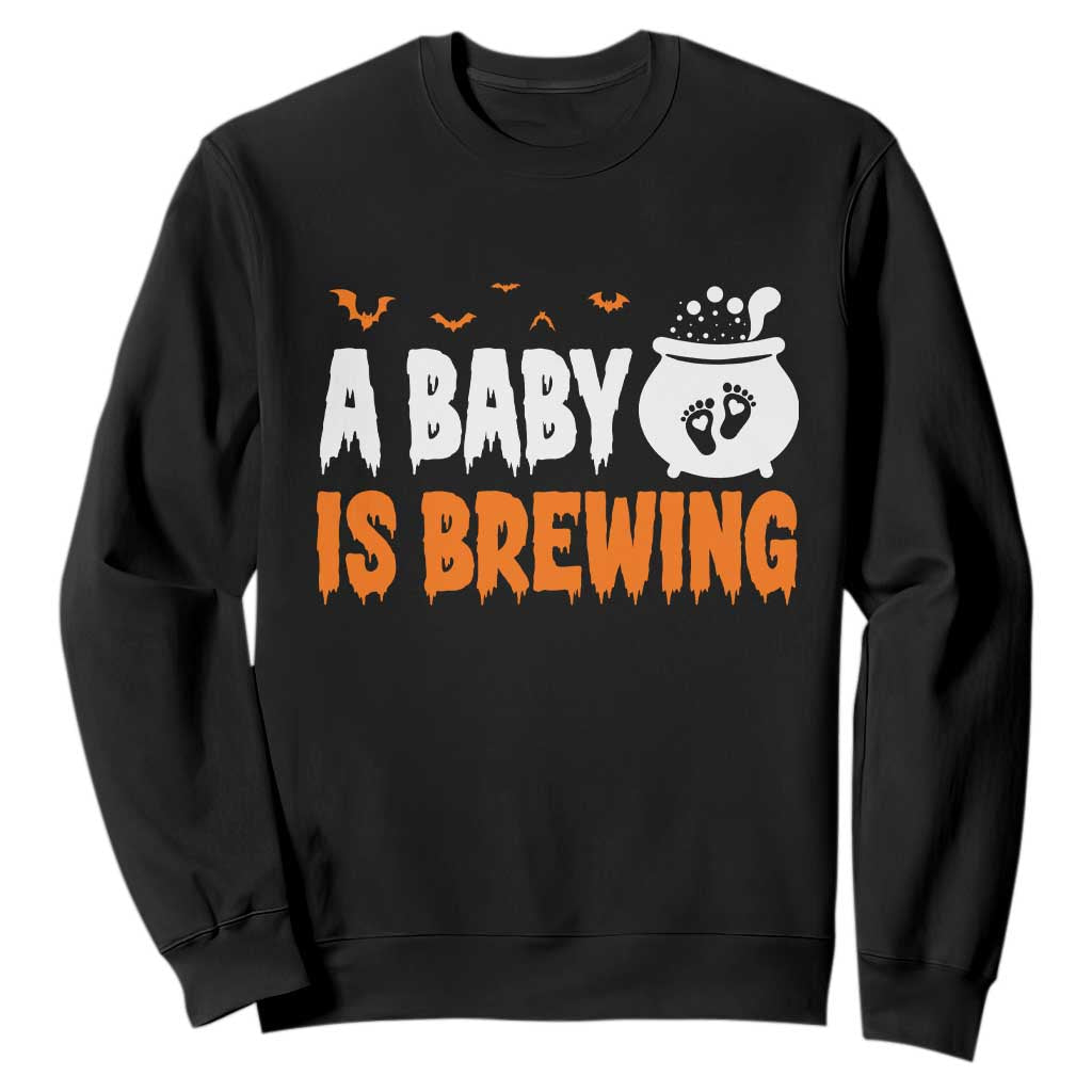 Funny Halloween Pregnancy Announcement Sweatshirt A Baby Is Brewing