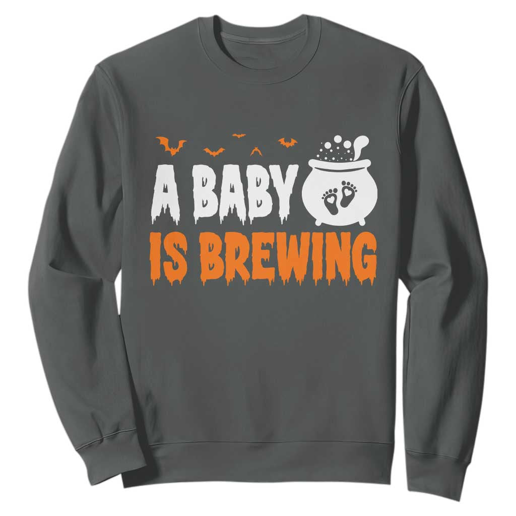 Funny Halloween Pregnancy Announcement Sweatshirt A Baby Is Brewing