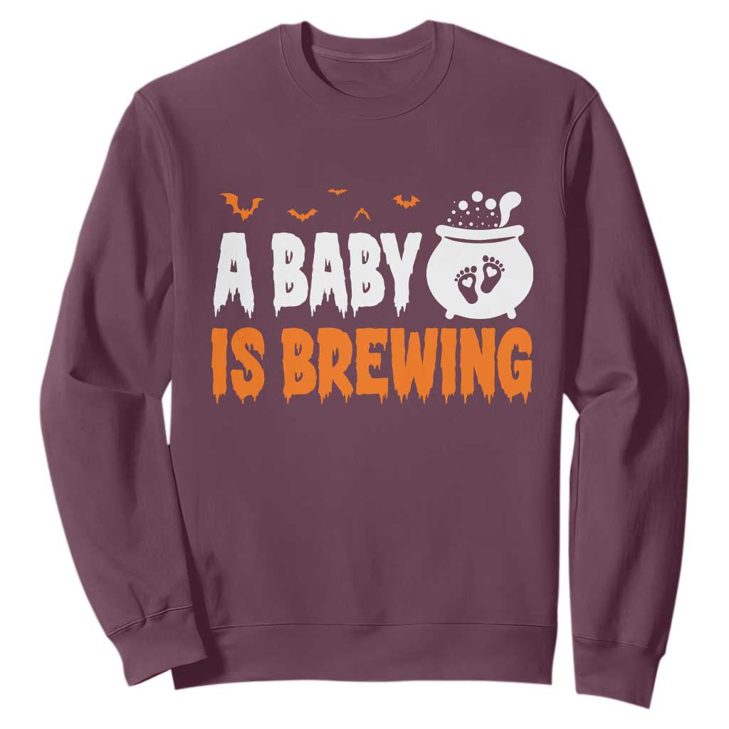 Funny Halloween Pregnancy Announcement Sweatshirt A Baby Is Brewing