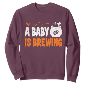 Funny Halloween Pregnancy Announcement Sweatshirt A Baby Is Brewing