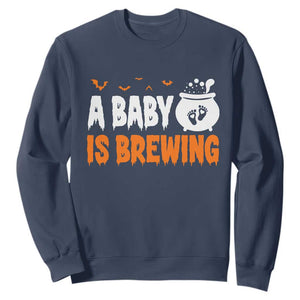 Funny Halloween Pregnancy Announcement Sweatshirt A Baby Is Brewing