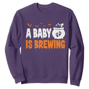Funny Halloween Pregnancy Announcement Sweatshirt A Baby Is Brewing
