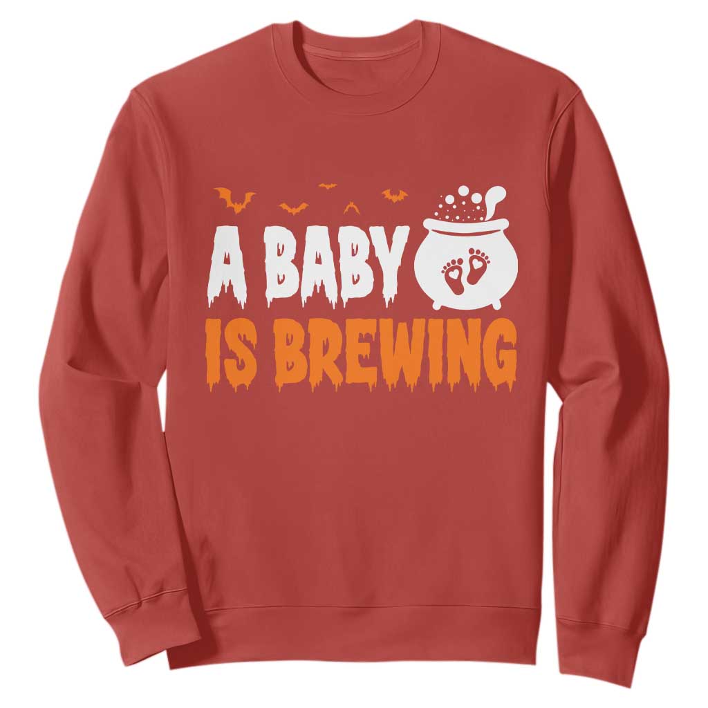 Funny Halloween Pregnancy Announcement Sweatshirt A Baby Is Brewing
