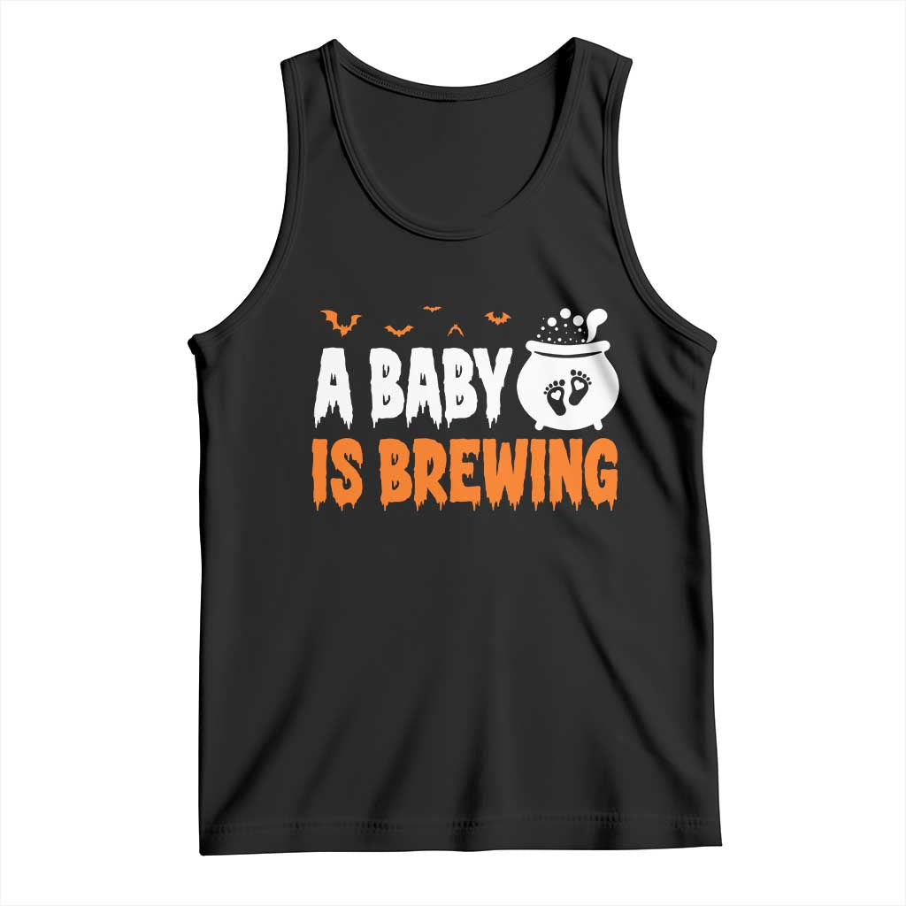 Funny Halloween Pregnancy Announcement Tank Top A Baby Is Brewing