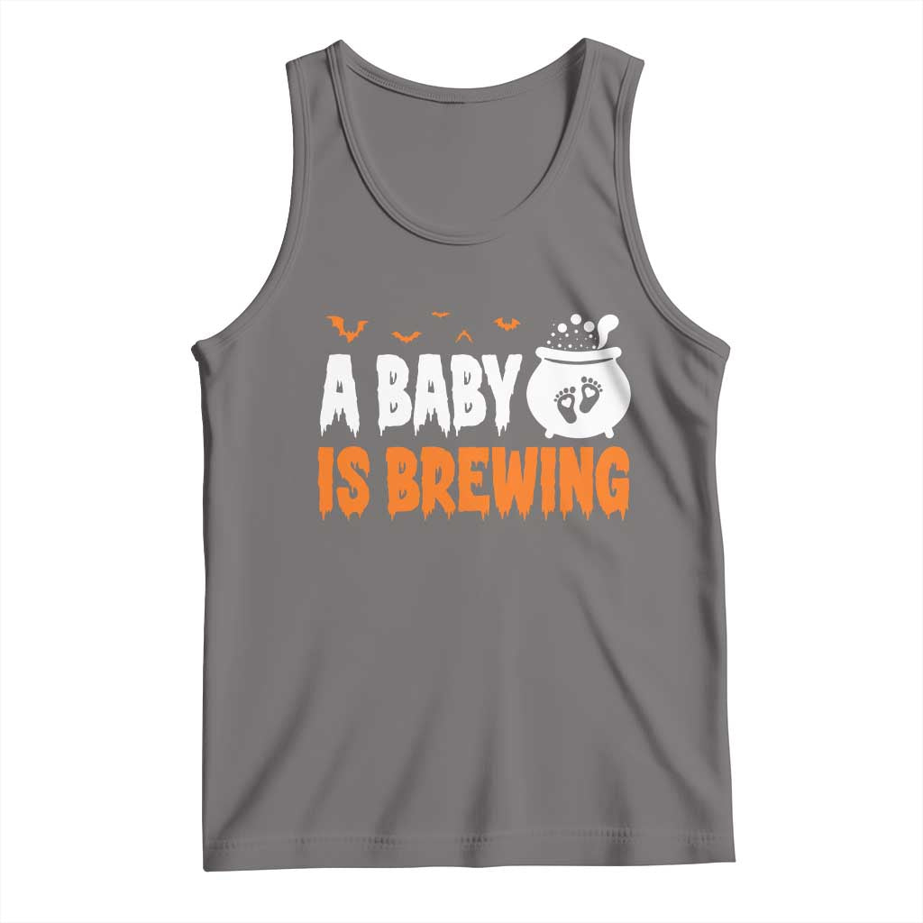 Funny Halloween Pregnancy Announcement Tank Top A Baby Is Brewing