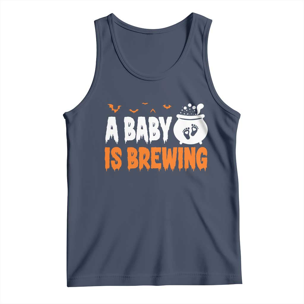 Funny Halloween Pregnancy Announcement Tank Top A Baby Is Brewing