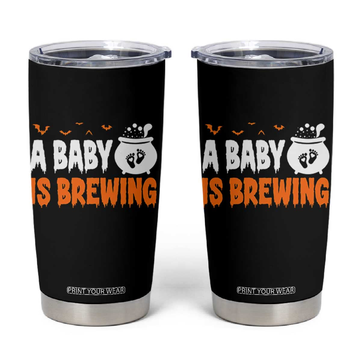 Funny Halloween Pregnancy Announcement Tumbler Cup A Baby Is Brewing