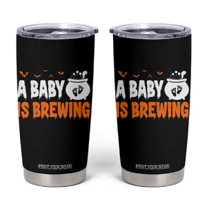 Funny Halloween Pregnancy Announcement Tumbler Cup A Baby Is Brewing