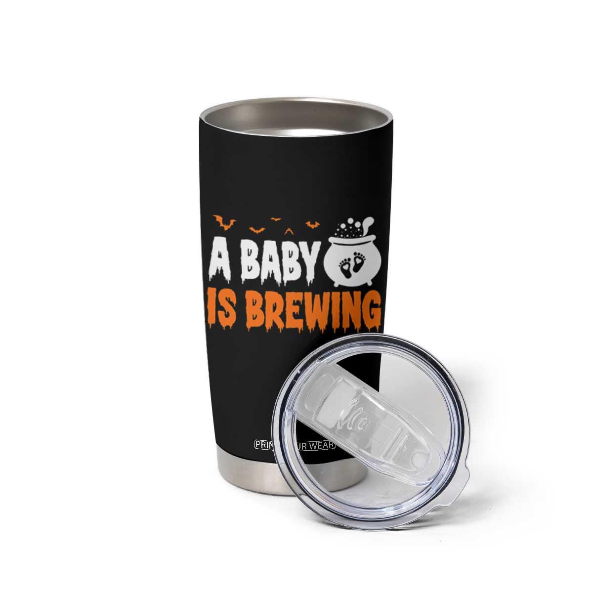 Funny Halloween Pregnancy Announcement Tumbler Cup A Baby Is Brewing