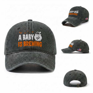 Funny Halloween Pregnancy Announcement Washed Cotton Baseball Cap A Baby Is Brewing