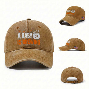 Funny Halloween Pregnancy Announcement Washed Cotton Baseball Cap A Baby Is Brewing