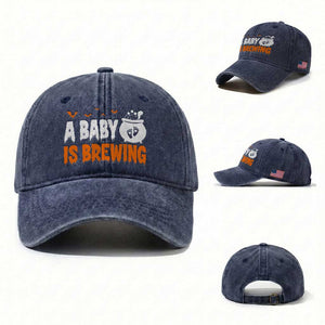 Funny Halloween Pregnancy Announcement Washed Cotton Baseball Cap A Baby Is Brewing