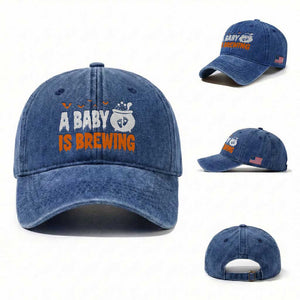 Funny Halloween Pregnancy Announcement Washed Cotton Baseball Cap A Baby Is Brewing
