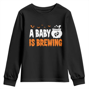 Funny Halloween Pregnancy Announcement Youth Sweatshirt A Baby Is Brewing