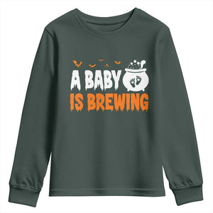 Funny Halloween Pregnancy Announcement Youth Sweatshirt A Baby Is Brewing