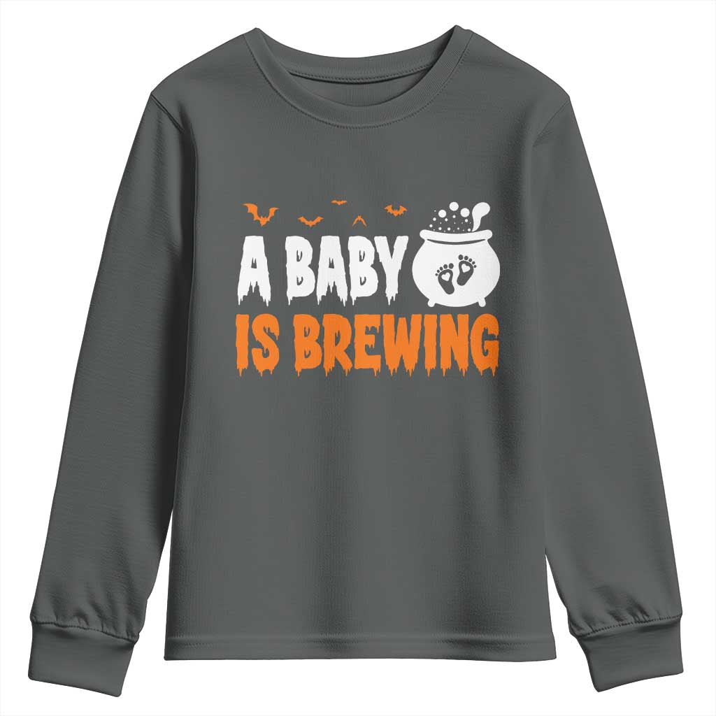 Funny Halloween Pregnancy Announcement Youth Sweatshirt A Baby Is Brewing