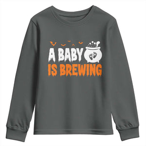 Funny Halloween Pregnancy Announcement Youth Sweatshirt A Baby Is Brewing