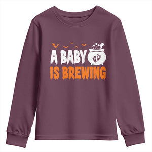 Funny Halloween Pregnancy Announcement Youth Sweatshirt A Baby Is Brewing