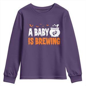 Funny Halloween Pregnancy Announcement Youth Sweatshirt A Baby Is Brewing