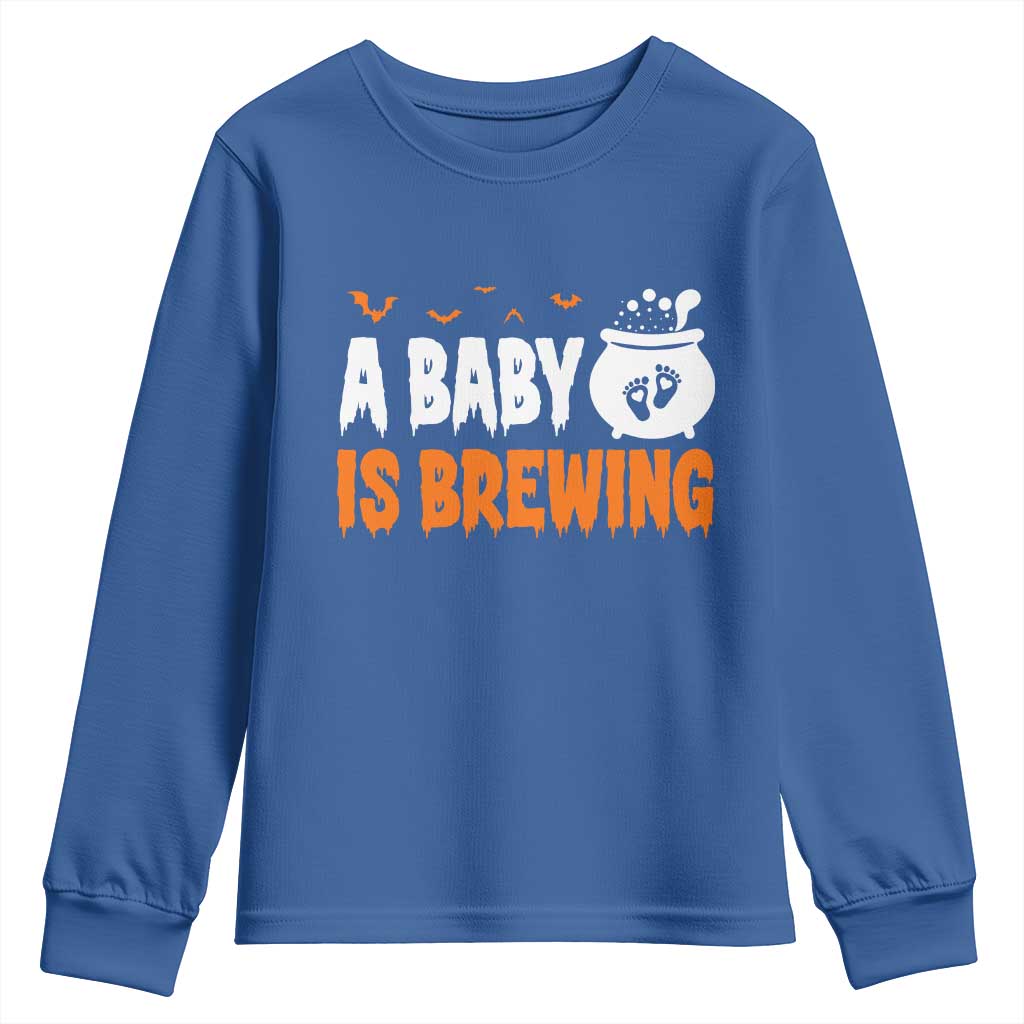 Funny Halloween Pregnancy Announcement Youth Sweatshirt A Baby Is Brewing