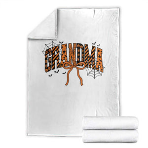 Halloween Grandma Throw Blanket Funny Spooky Coquette Bow Autumn Party Gift