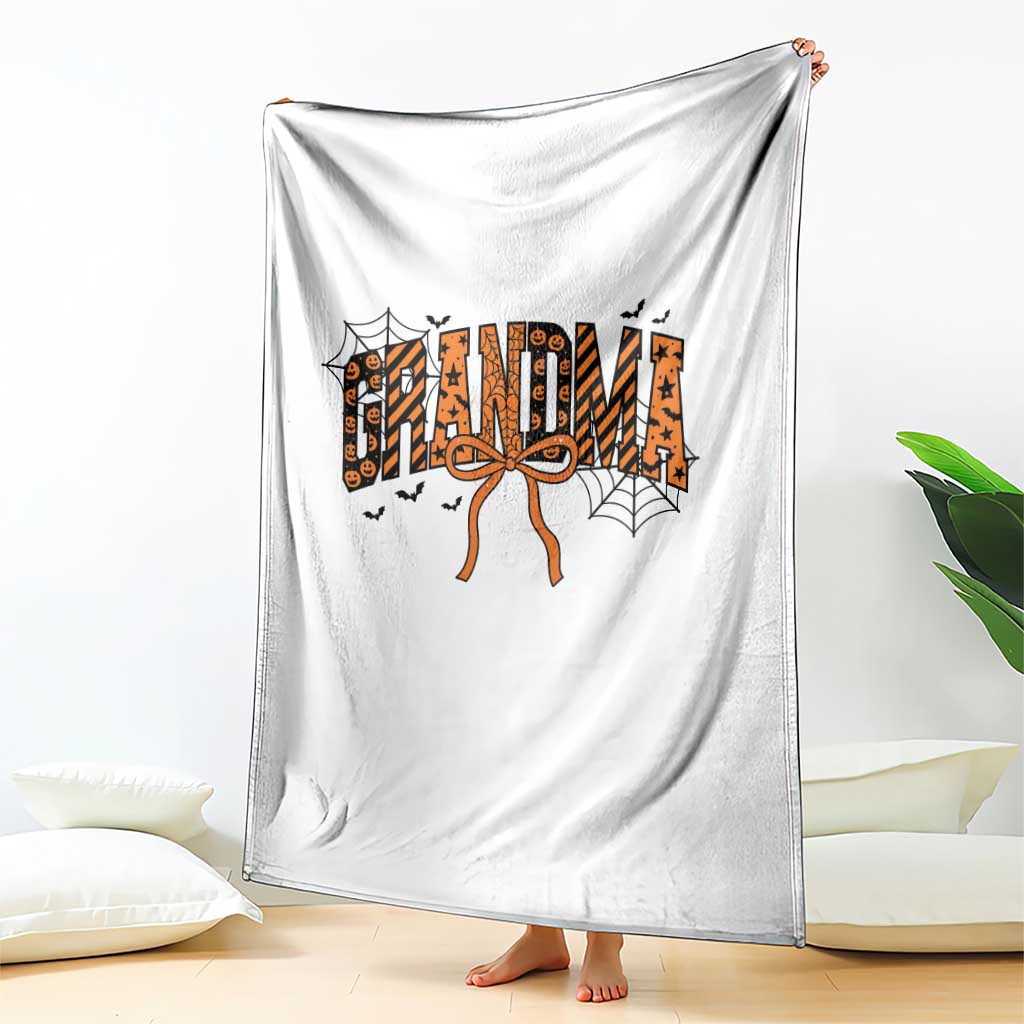 Halloween Grandma Throw Blanket Funny Spooky Coquette Bow Autumn Party Gift