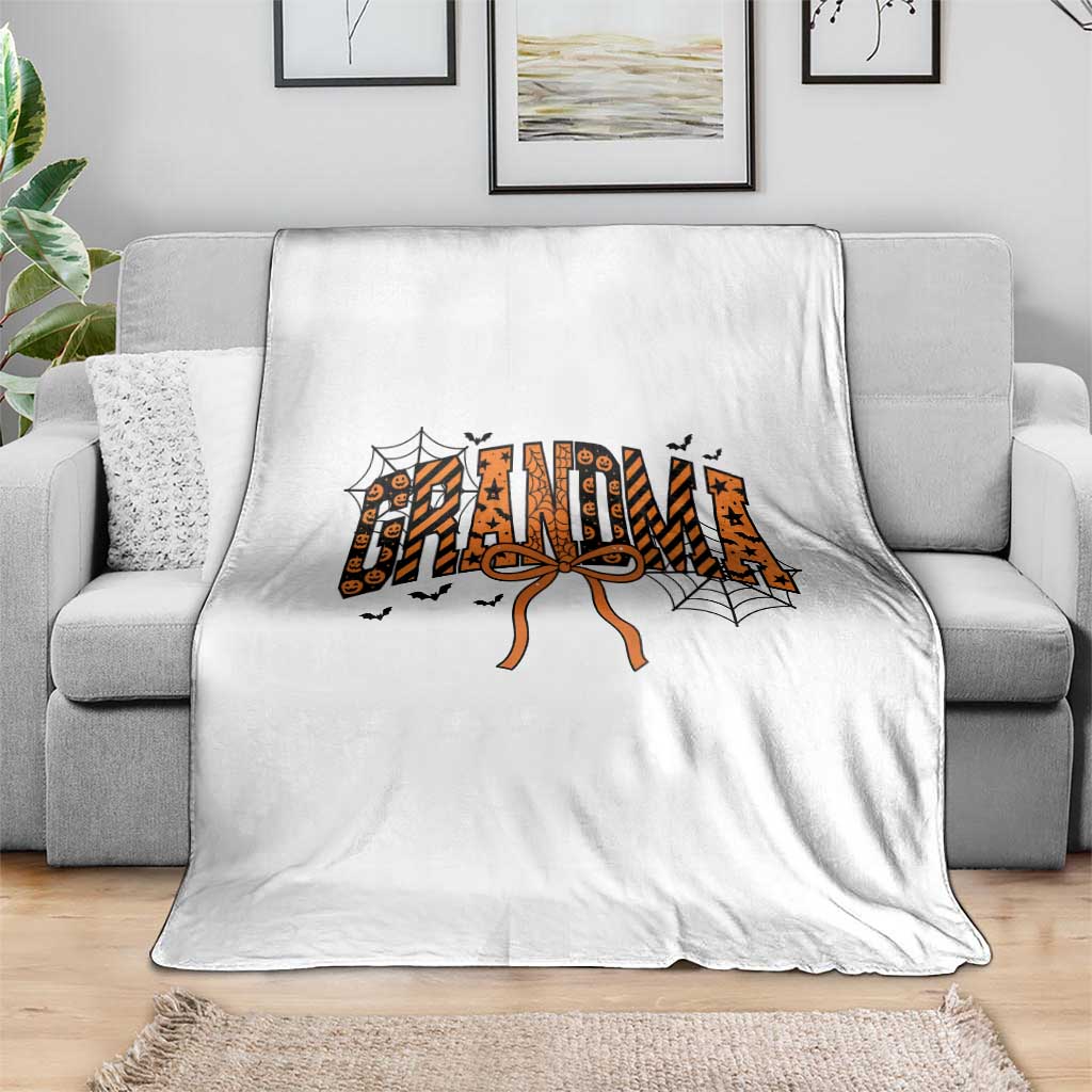 Halloween Grandma Throw Blanket Funny Spooky Coquette Bow Autumn Party Gift