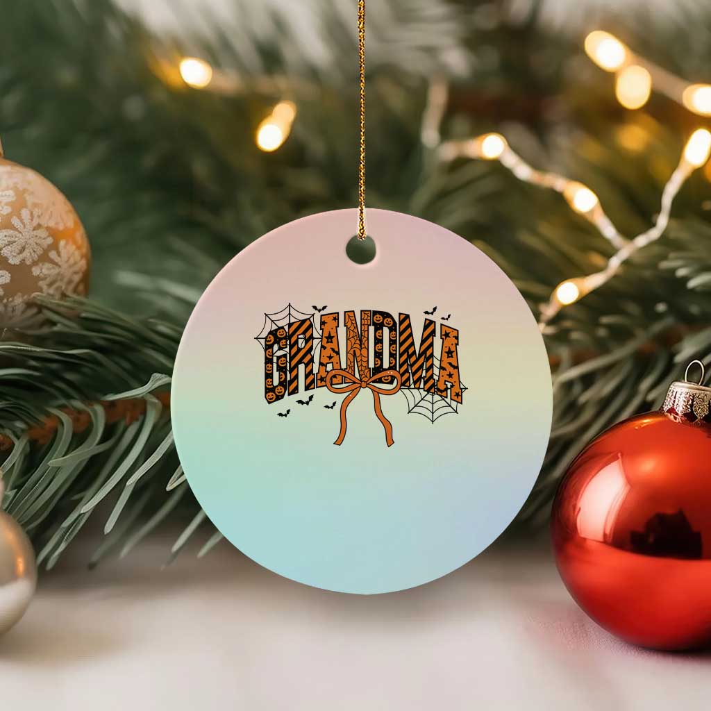 Halloween Grandma Ceramic Ornament Funny Spooky Coquette Bow Autumn Party Gift