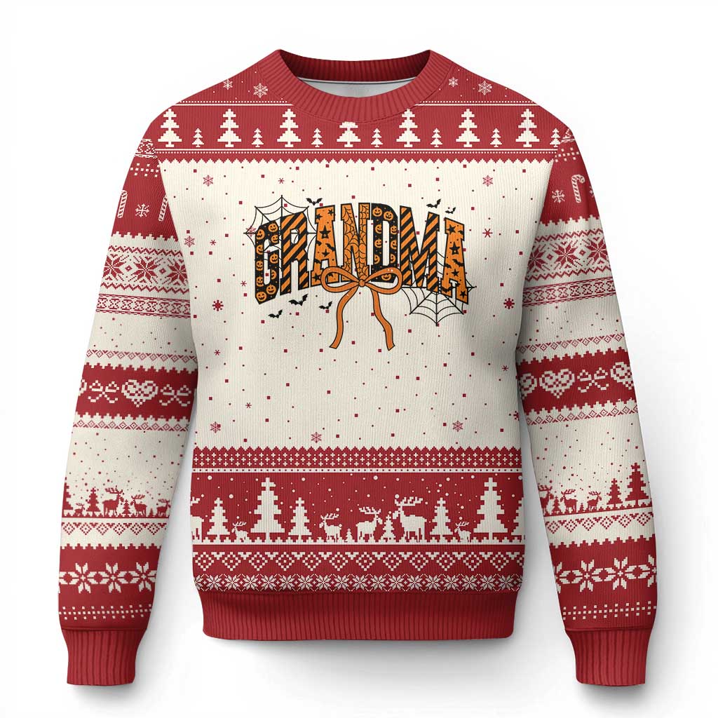 Halloween Grandma Ugly Christmas Sweater Funny Spooky Coquette Bow Autumn Party Gift
