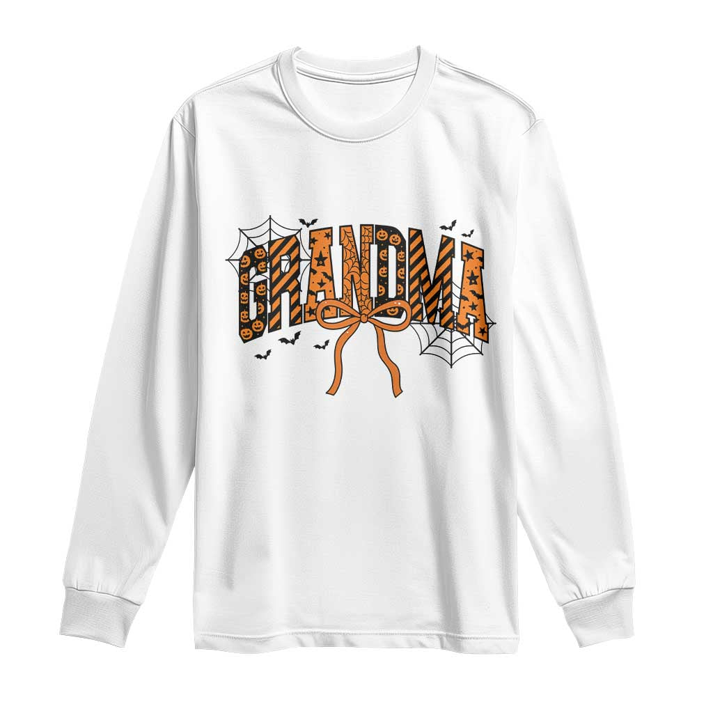 Halloween Grandma Long Sleeve Shirt Funny Spooky Coquette Bow Autumn Party Gift