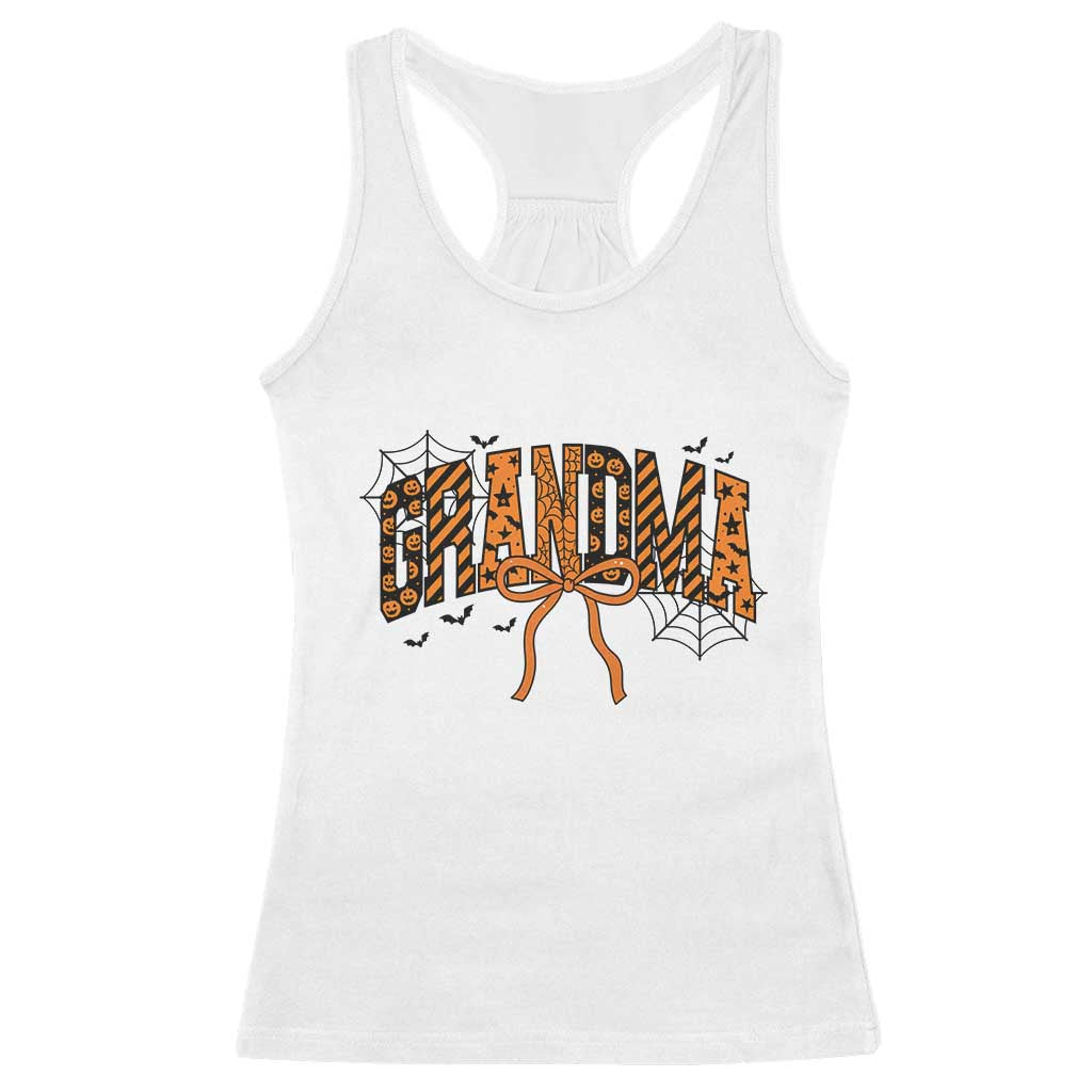 Halloween Grandma Racerback Tank Top Funny Spooky Coquette Bow Autumn Party Gift