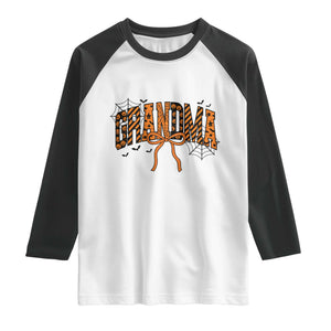 Halloween Grandma Raglan Shirt Funny Spooky Coquette Bow Autumn Party Gift