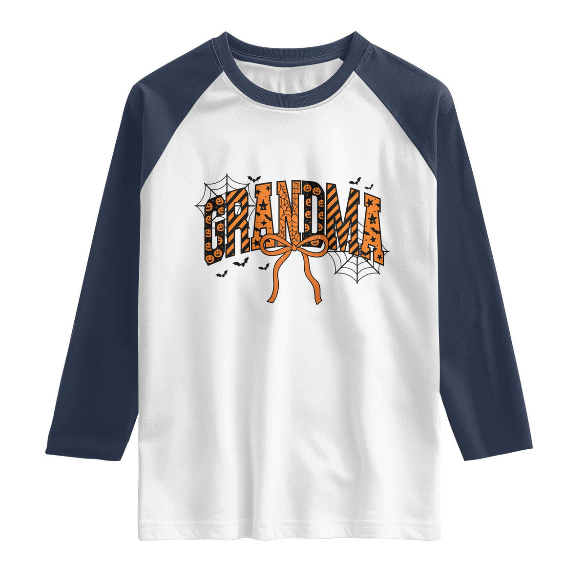 Halloween Grandma Raglan Shirt Funny Spooky Coquette Bow Autumn Party Gift