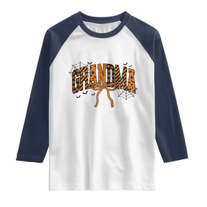 Halloween Grandma Raglan Shirt Funny Spooky Coquette Bow Autumn Party Gift