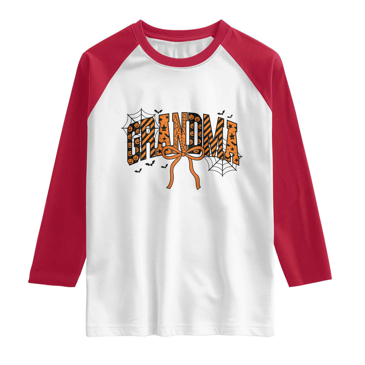 Halloween Grandma Raglan Shirt Funny Spooky Coquette Bow Autumn Party Gift