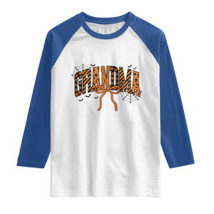 Halloween Grandma Raglan Shirt Funny Spooky Coquette Bow Autumn Party Gift