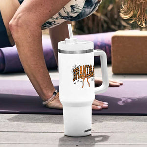 Halloween Grandma Tumbler With Handle Funny Spooky Coquette Bow Autumn Party Gift