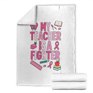 Breast Cancer Teacher Support Throw Blanket She Is A Fighter Pink Ribbon Awareness