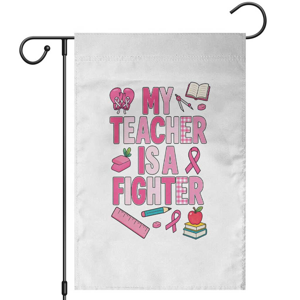 Breast Cancer Teacher Support Garden Flag She Is A Fighter Pink Ribbon Awareness